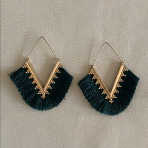 Emerald tassel earrings